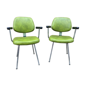 Paire de fauteuils simili