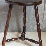 Vintage turned solid wood tripod stool
