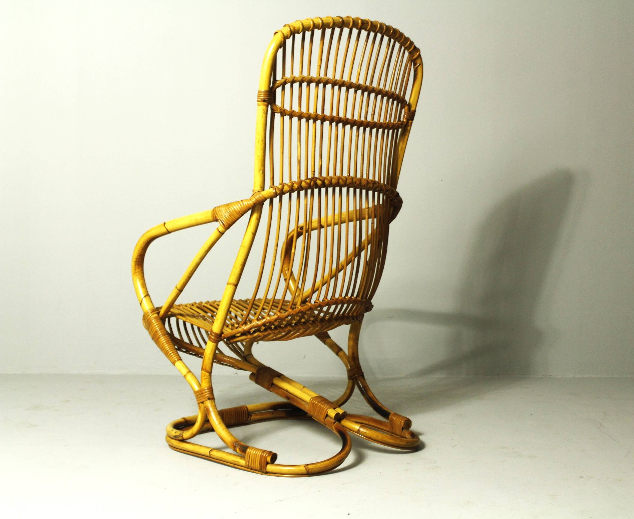 Italian bamboo chairs in the style Tito Agnoli for Bonacina
