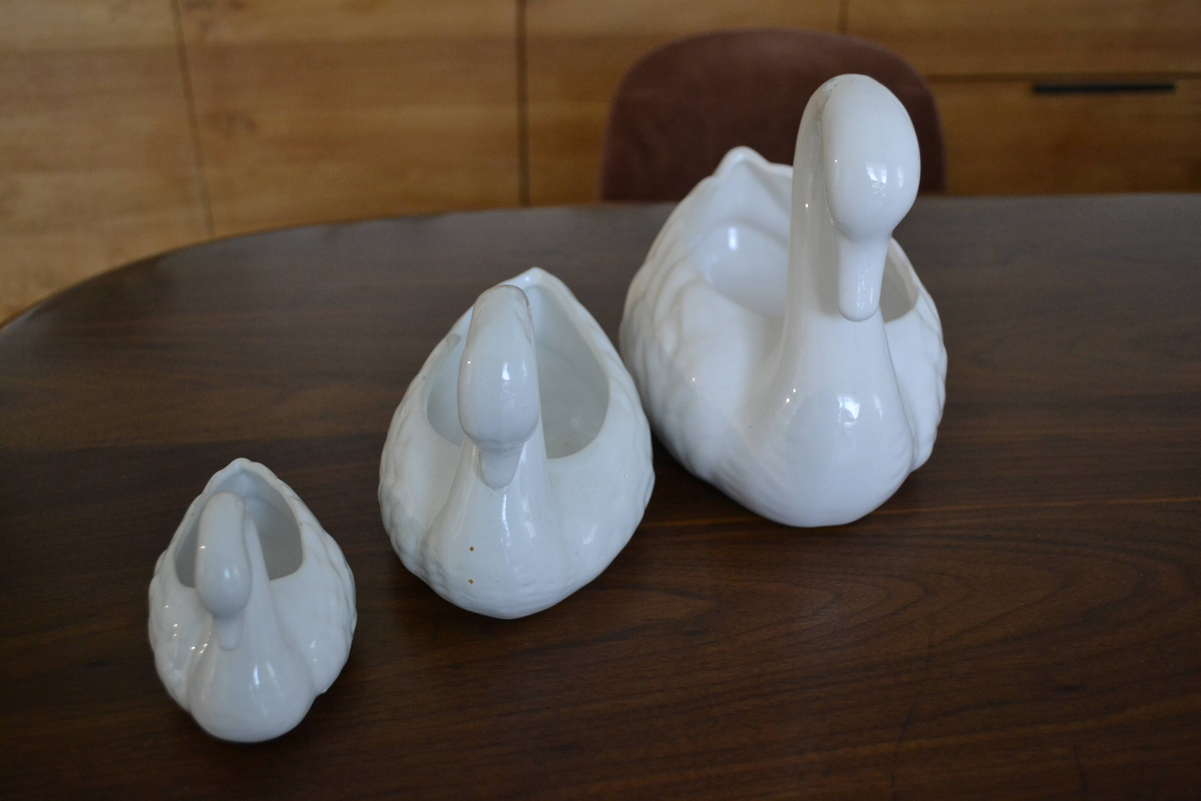 Lot de 3 cache-pots famille cygne