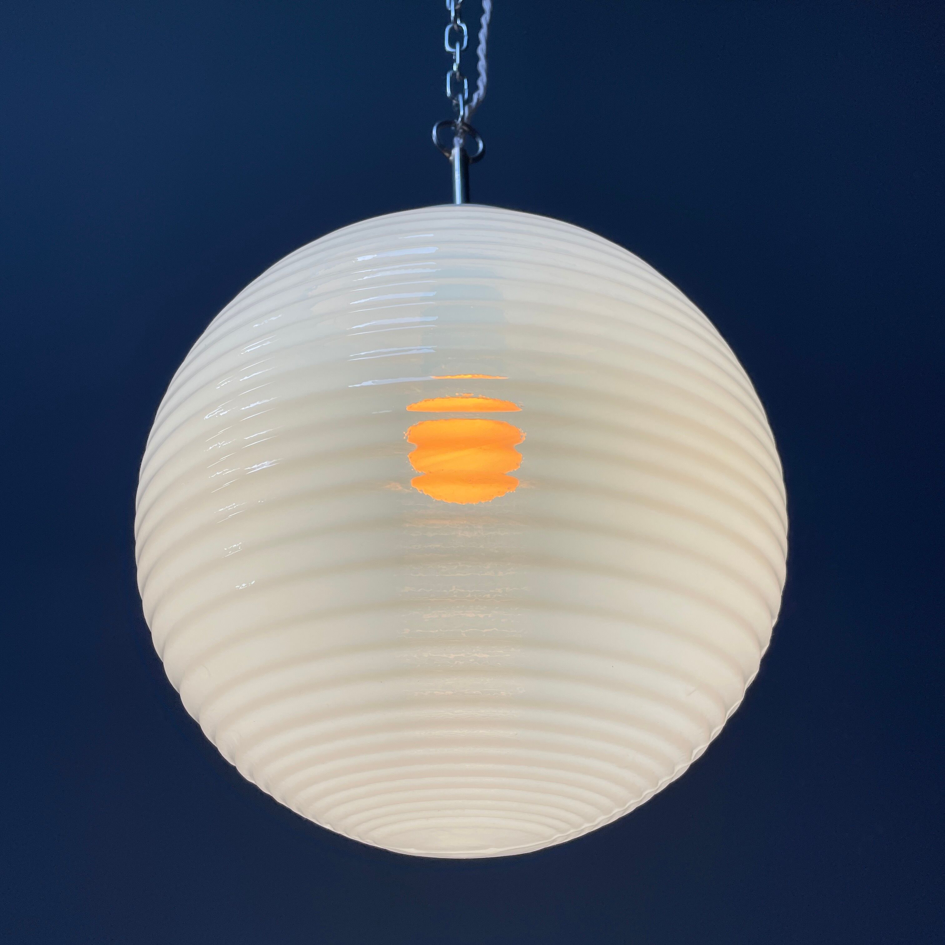 Mother of pearl opaline glass pendant lamps from the 1960s