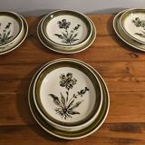 8 plates "gien france" herbariums flower motif