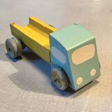 Yellow/grey wooden flatbed truck, vintage toy