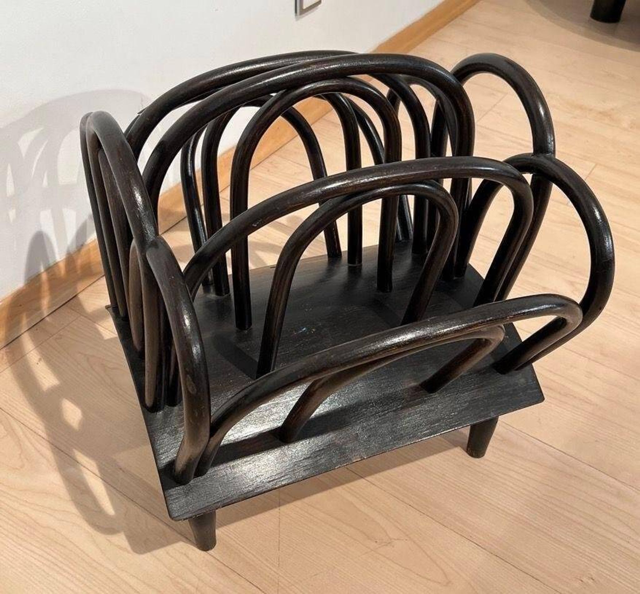 Newspaper Stand in Stained Beech Bentwood from Thonet, Austria, 1900s