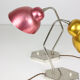 Lampes de table dorée et rouge du milieu du siècle, ensemble de 2