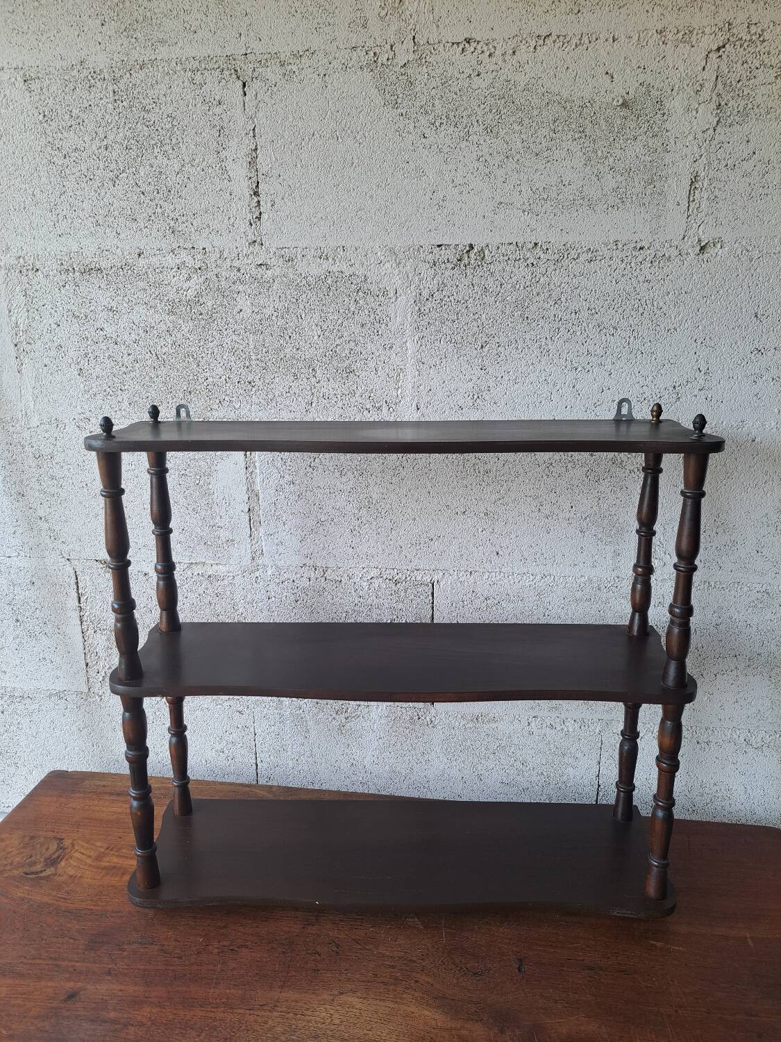 Vintage turned wood wall shelf