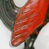 Vintage Ceramic plaquette of a colorful Rooster signed A. Dandoy, Belgium 1