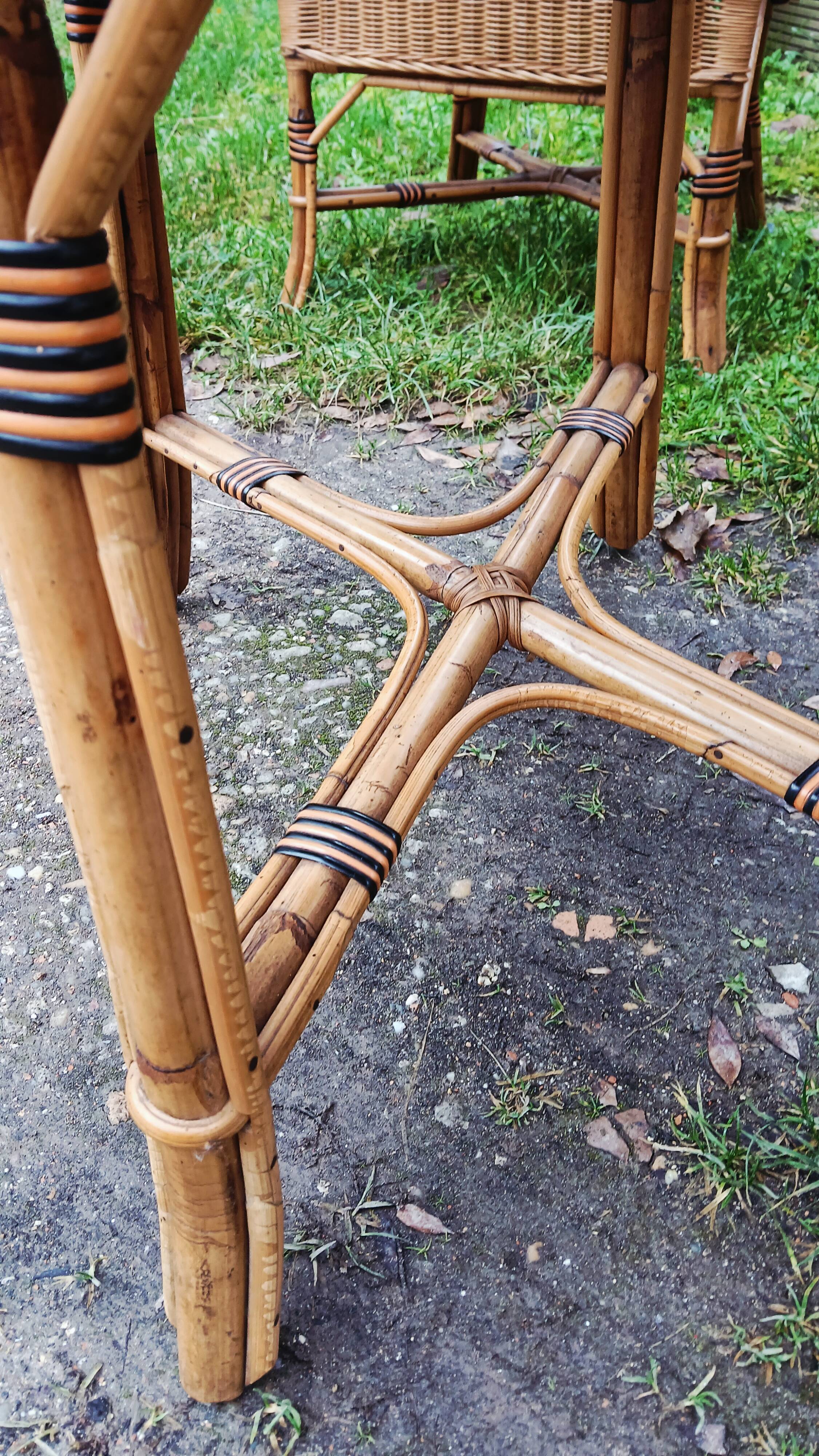 Salon d'hiver ancien en rotin (7 pièces)