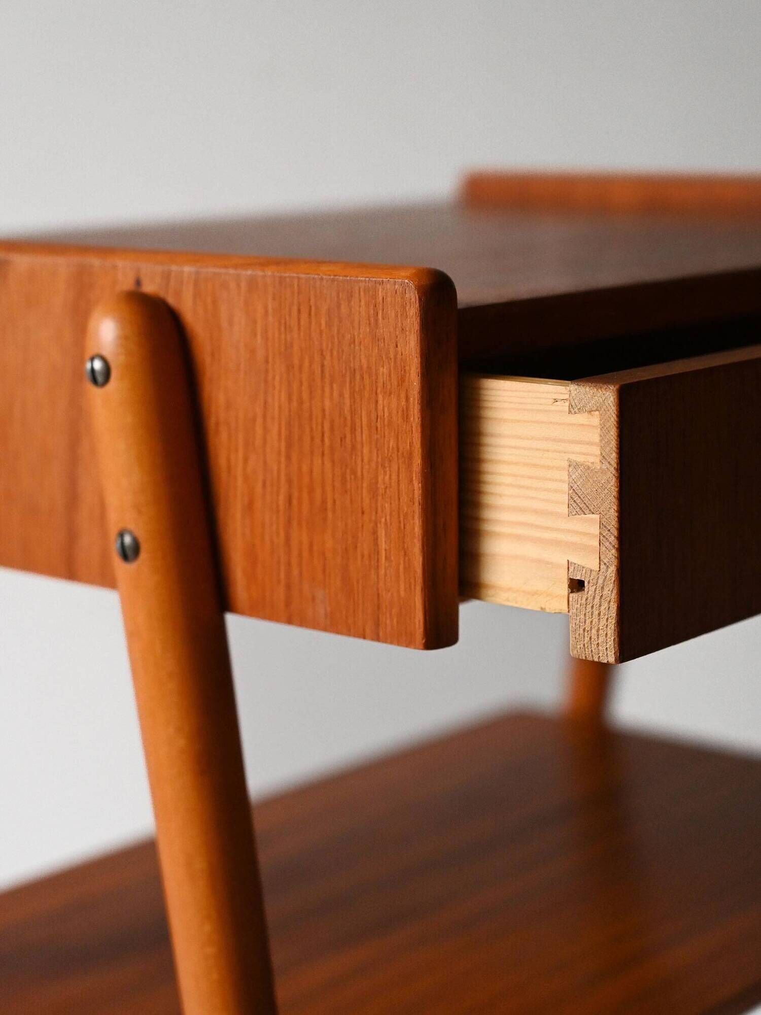Pair of Vintage Scandinavian Teak Nightstands with hidden drawer