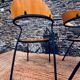 Paire de chaises bois et métal noir