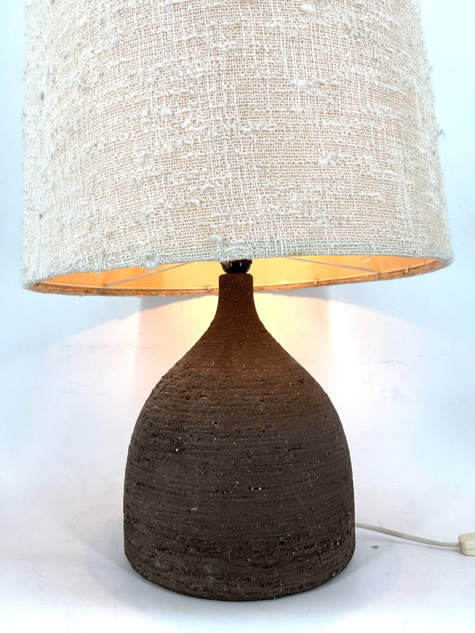 Large 1960s Ceramic Table lamp or floor lamp With Original Fabric Shade Fro
