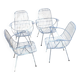 4 vintage 60s garden armchairs in white metal