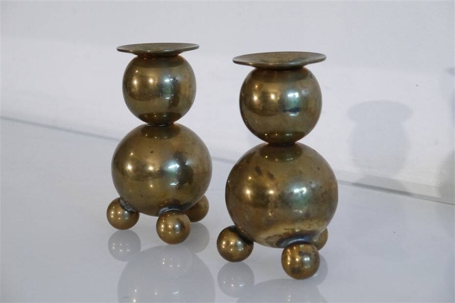 Pair of Scandinavian brass candlesticks from Gusum 1970