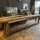 Tall console table in solid antique oak - 335cm long
