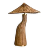 Rattan Table Lamp Mid Century Style
