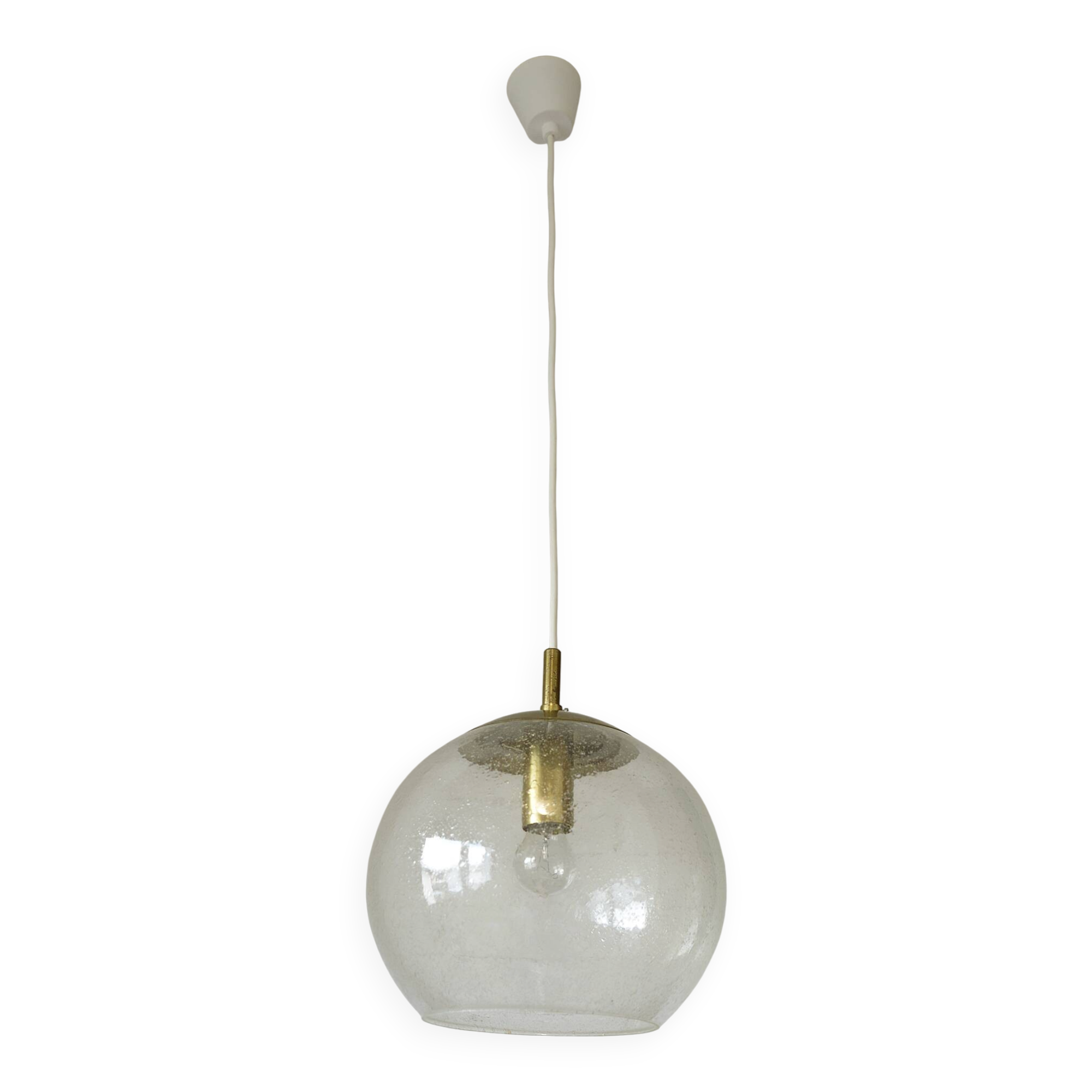 Vintage brass and bubble glass pendant lamp mid century modern hanging lamp