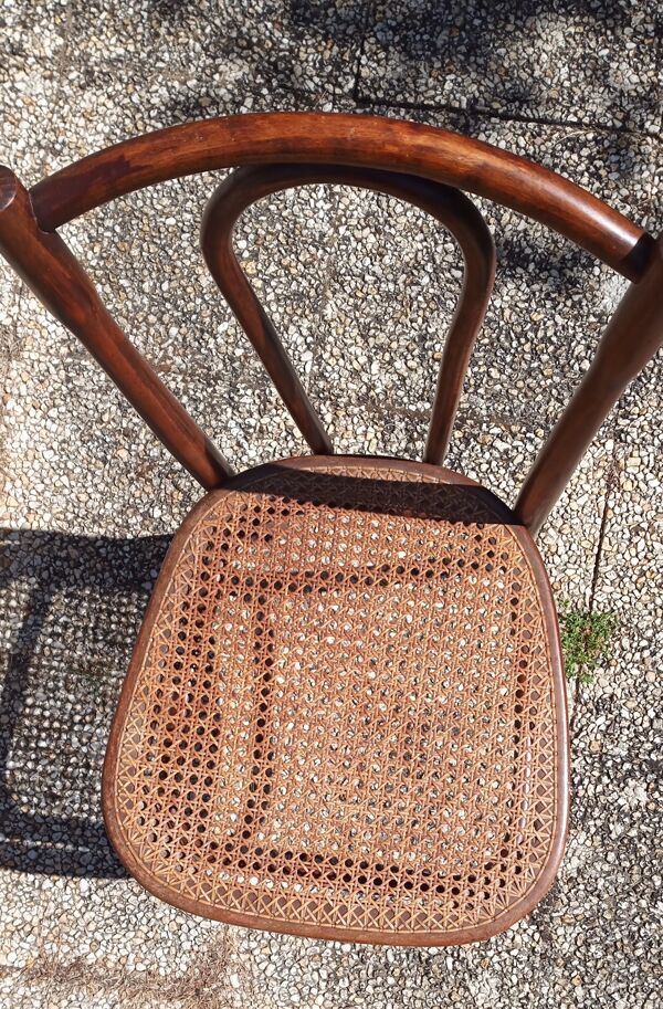 Chaise bistrot japy bois courbé & cannage ancienne