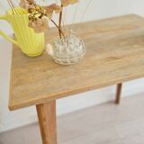 Table - old raw wood boarding school desk with compass legs