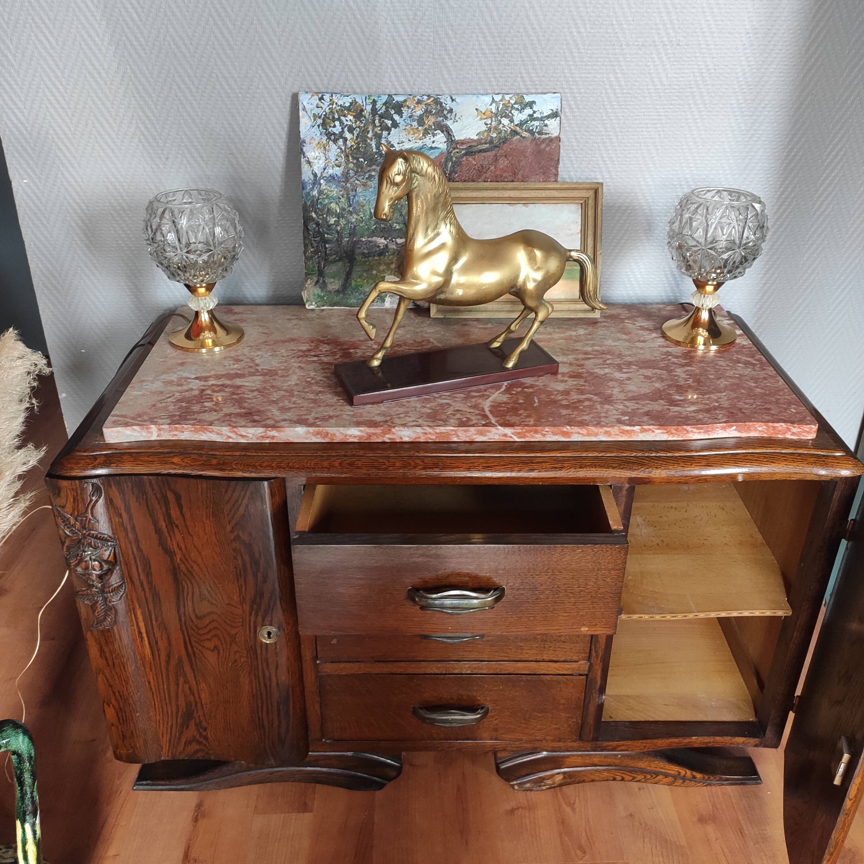 Oak art deco chest of drawers