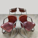 Dutch design vintage tubular chrome leather dining chairs Metaform