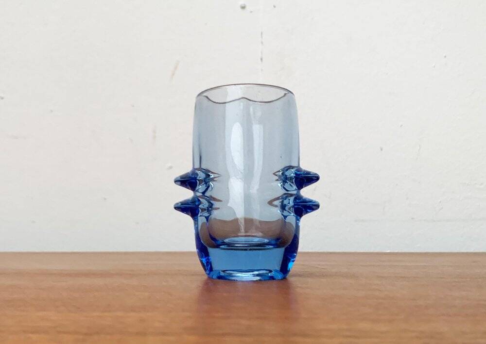 Blue glass vase model 20064 in Mid-Century style by Vladislav Urban for Hermanova Hut, 1960s.
