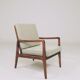 Mid-Century Armchair Corduroy Cushion Rustic Wood, 1980s