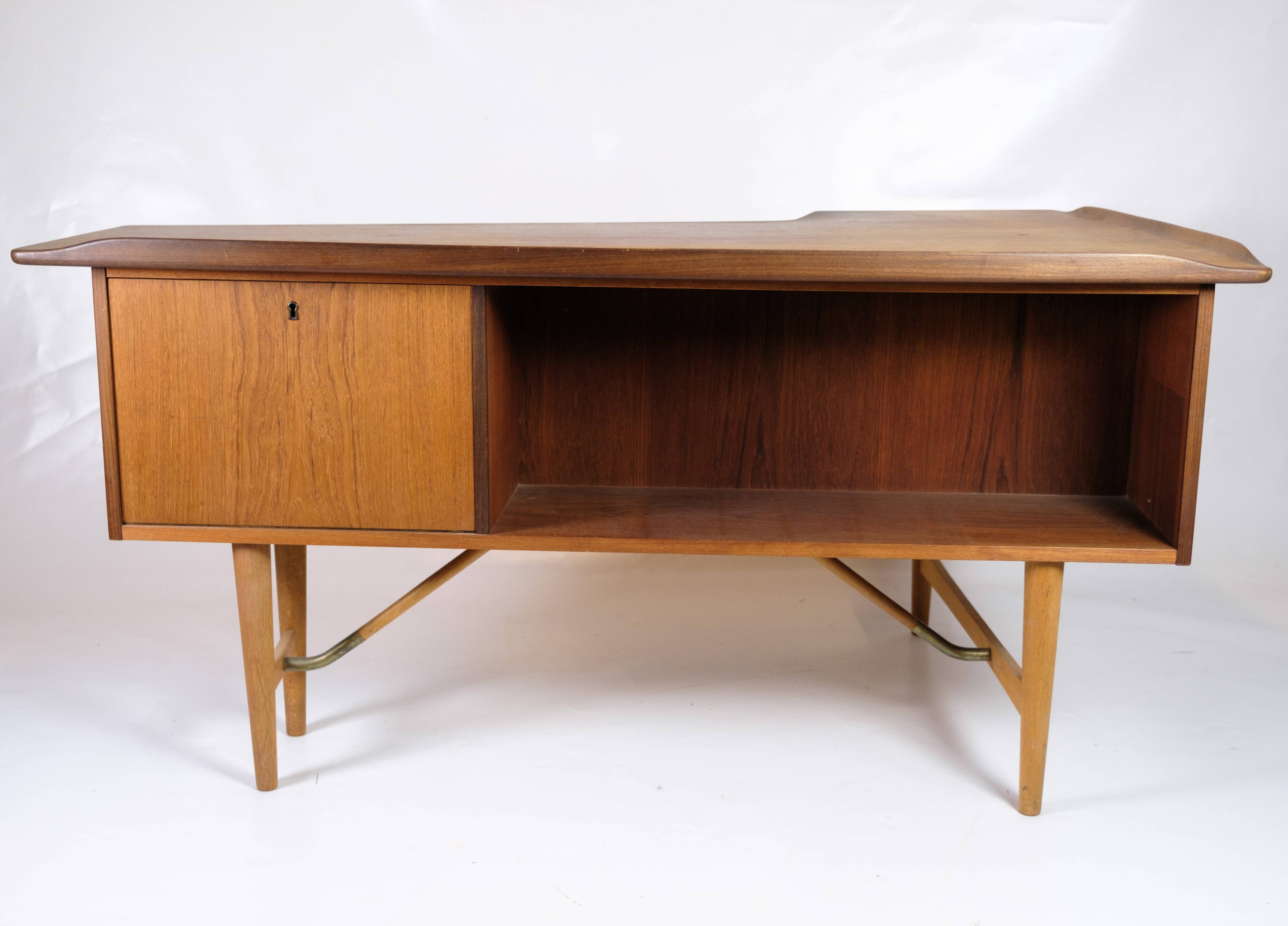 Bommerang Desk Made In Teak & Brass By Peter Løvig Nielsen For Hedensted Furniture From 1960s