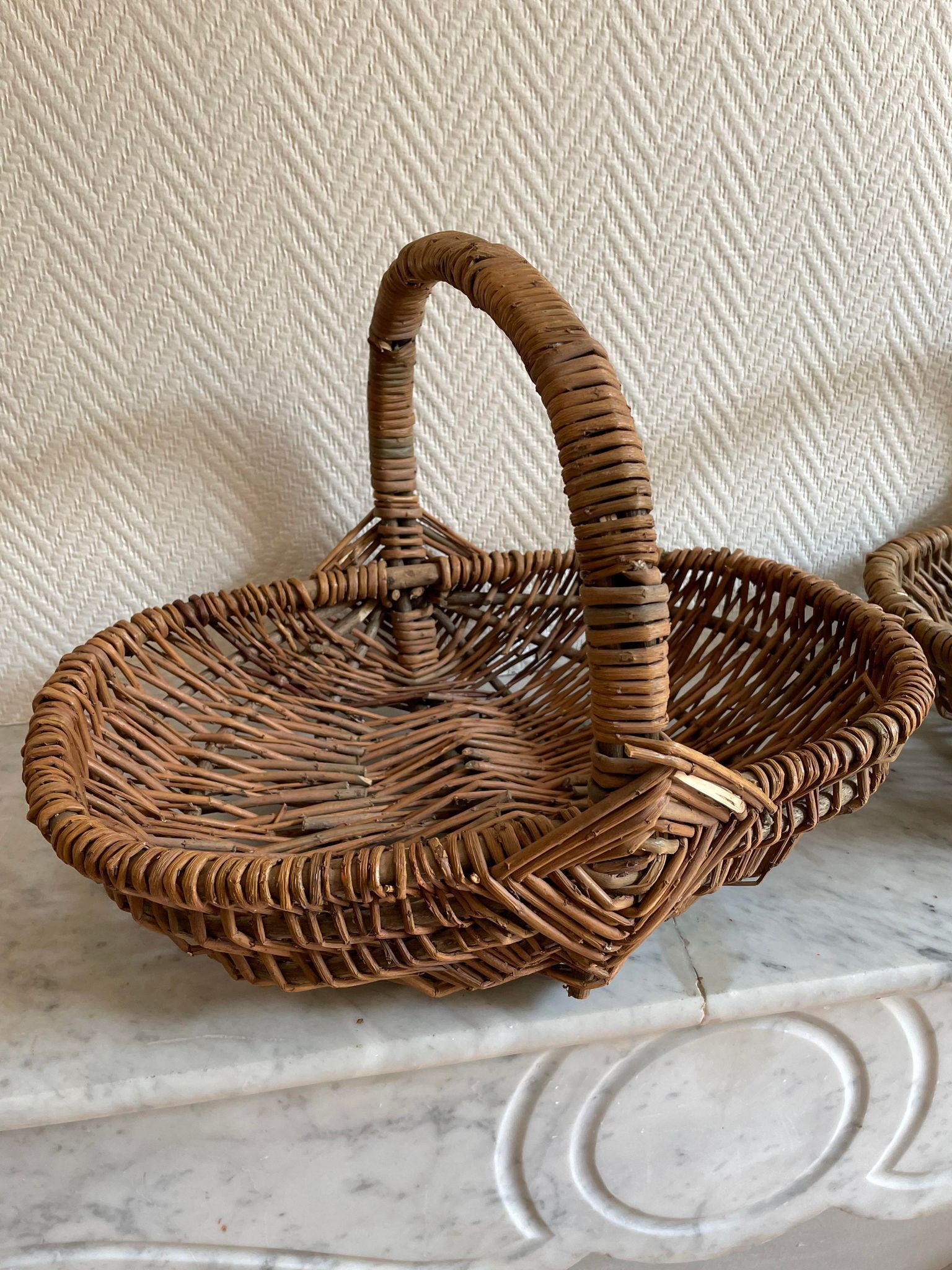 Set of two wooden baskets