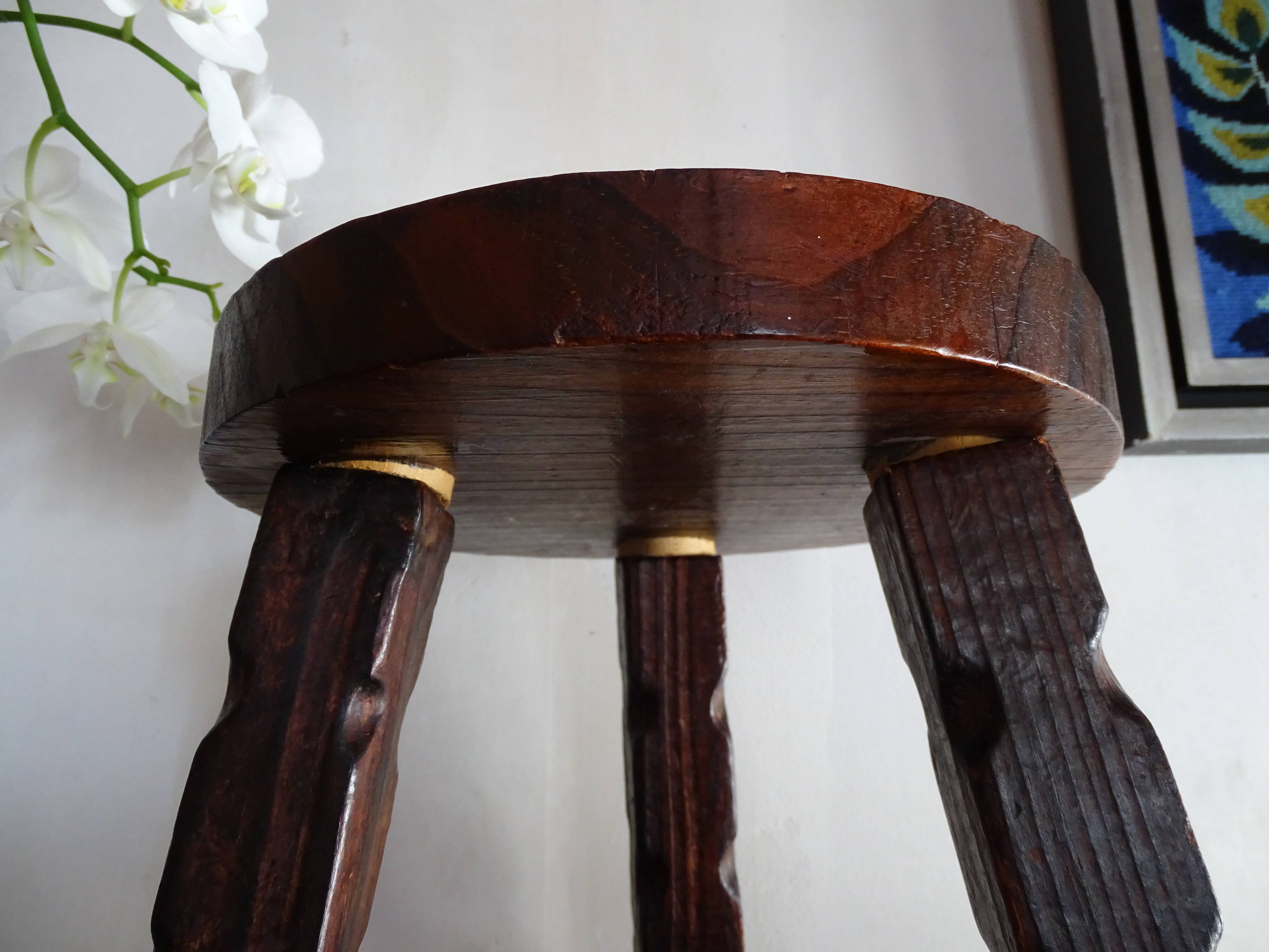 Stool feet tripod brutalist wood