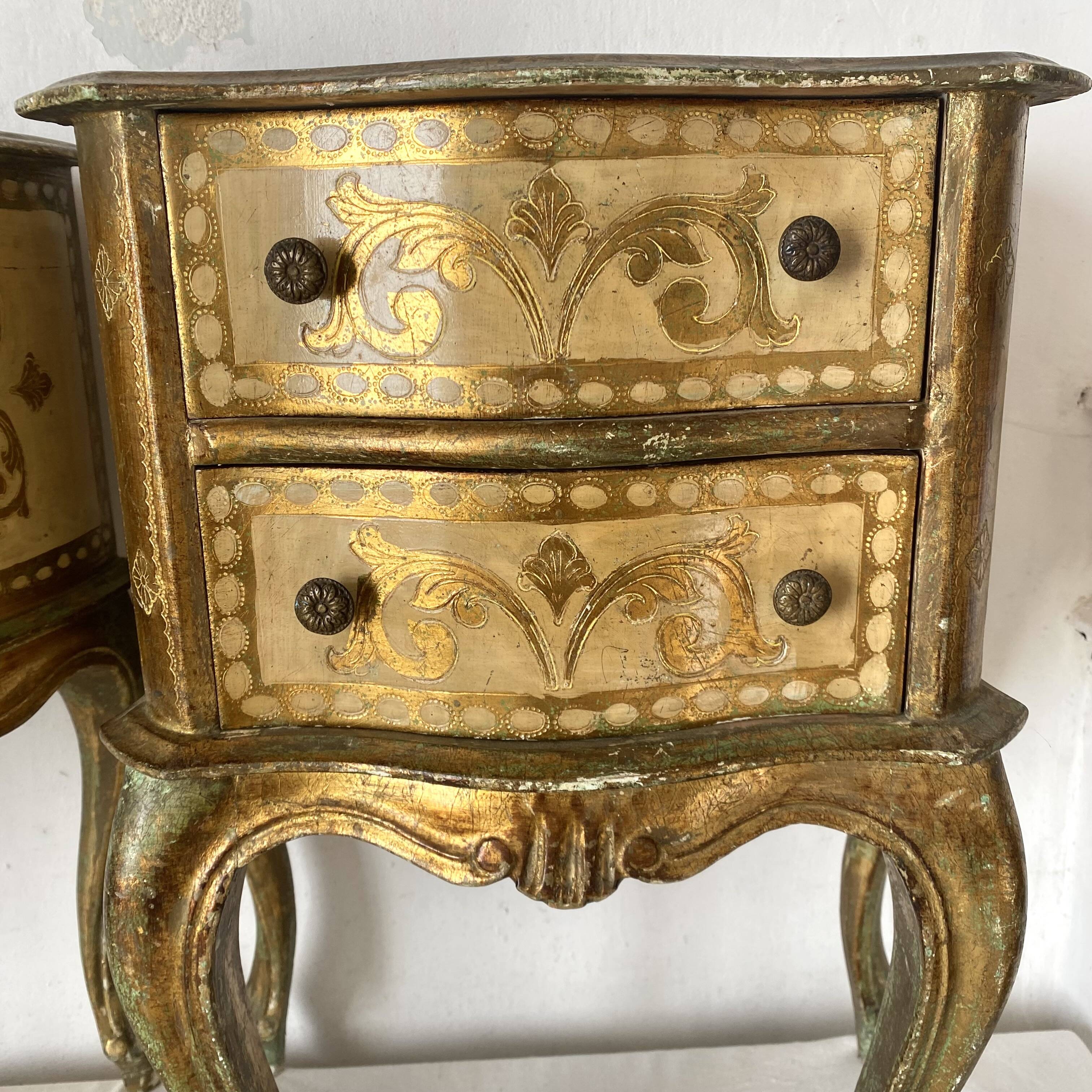 Pair of Italian Venetian-style bedside tables