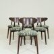 Modern set of 6 dining chairs, jacquard upholstery with patterns.