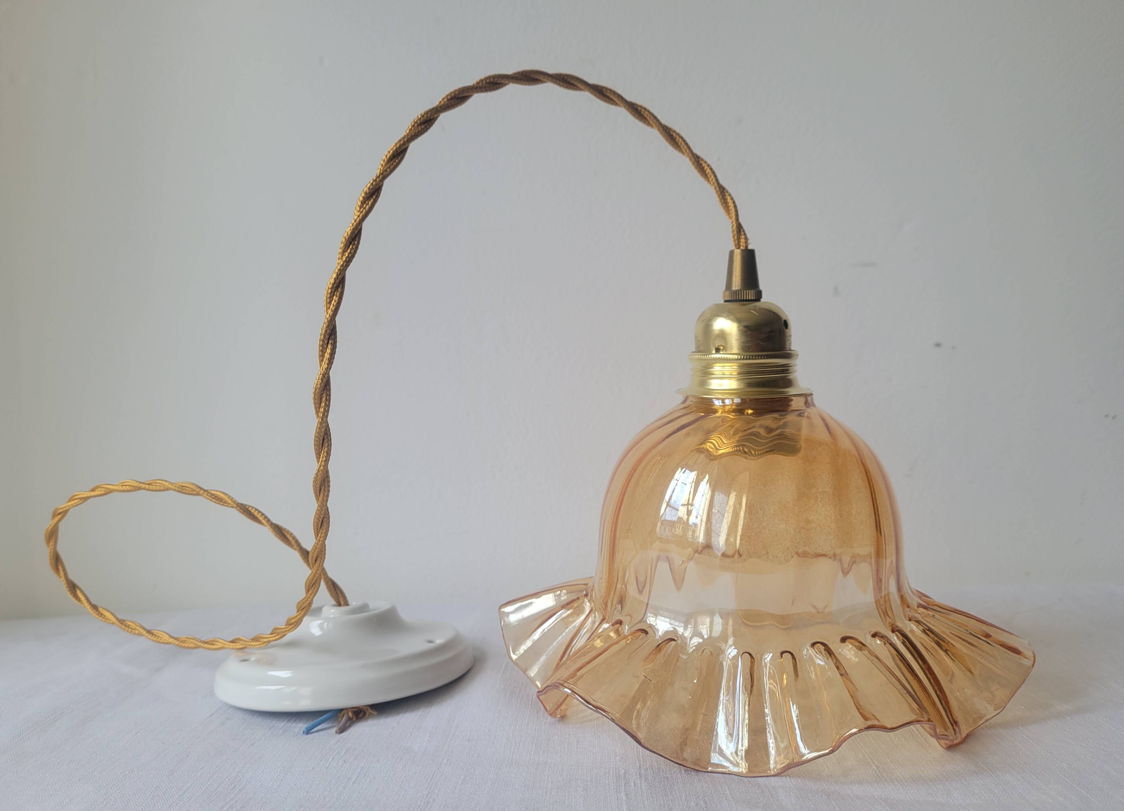Amber glass pendant light