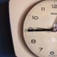 Vintage formica silent wall clock trapeze "Pale yellow Talgo"