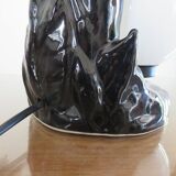 Black ceramic "palm" lamp and white opaline ball 70/80