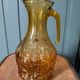 Amber glass carafe with geometric design – 1960s/70s