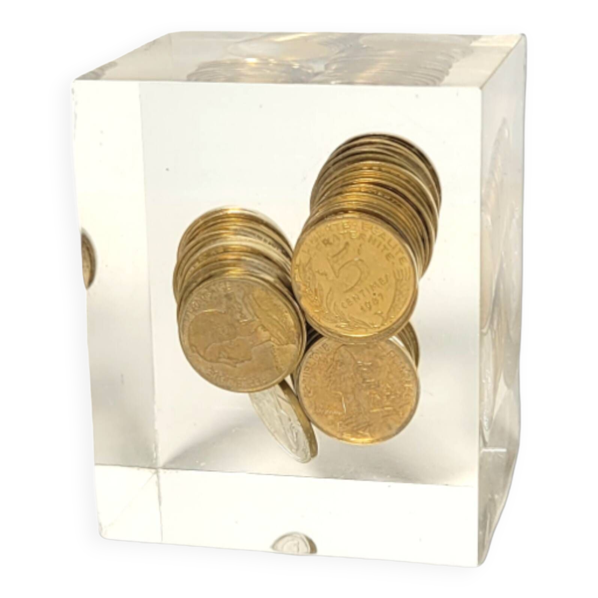 Inclusion presse papier pièces de 5cts francs