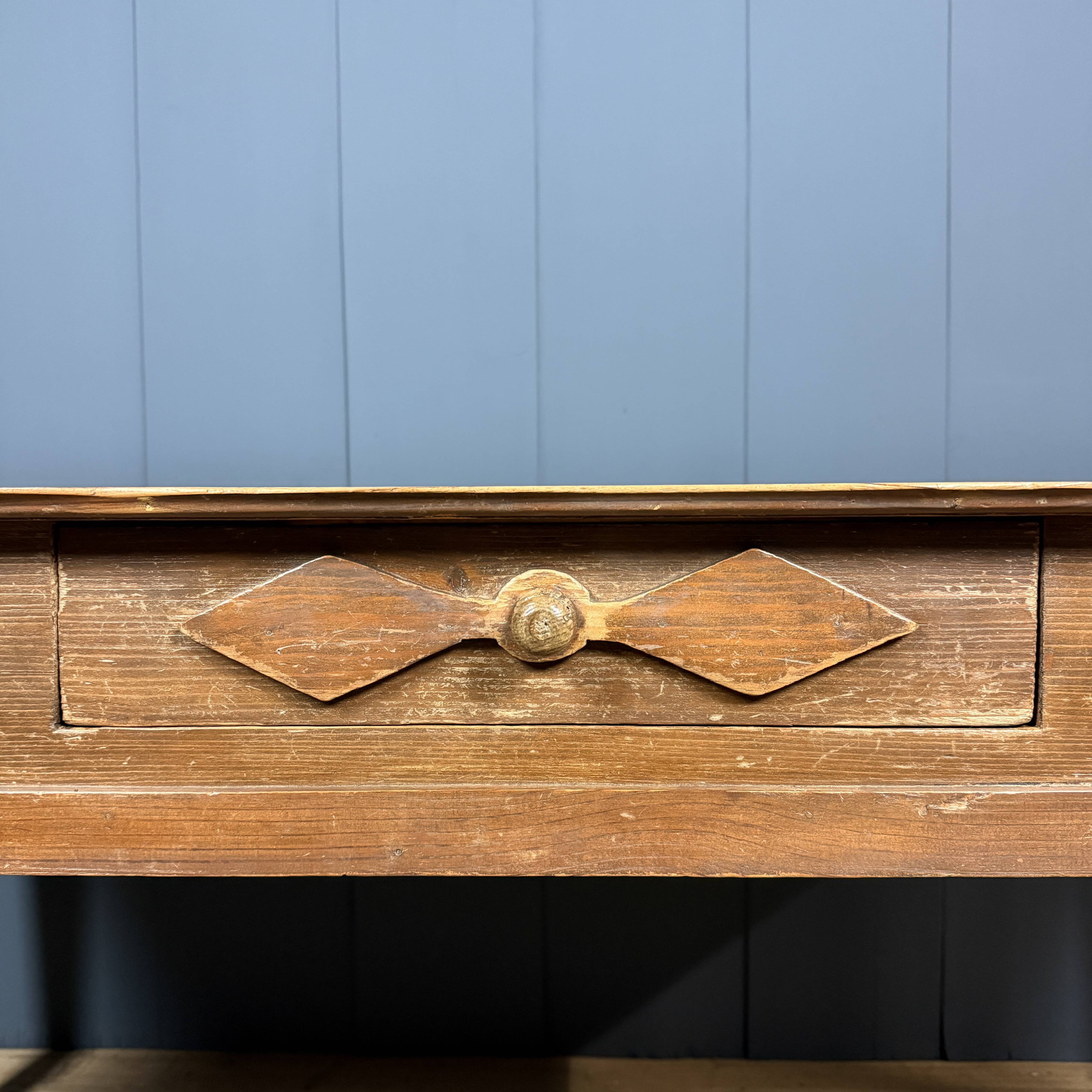 Old decorated wooden kitchen table