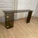 Console smoked glass and brass, 1970s