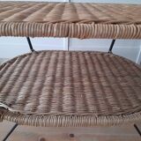 Rattan and wrought iron coffee table