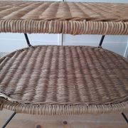 Rattan and wrought iron coffee table