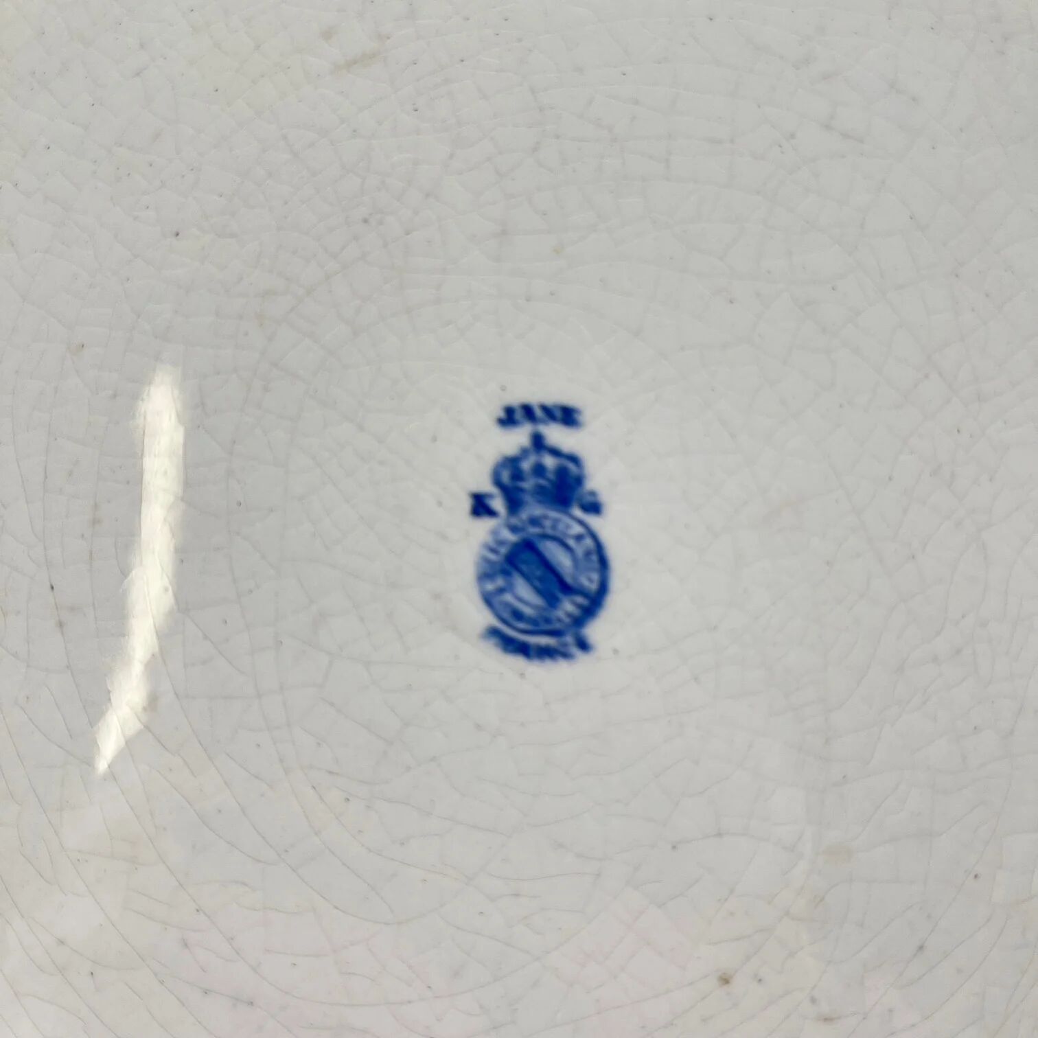 Round plate Terre de Fer KG Lunéville, model "Jane", blue, 1890-1915