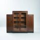 Cabinet Art Déco en noyer et érable œil de perdrix de l'école d'Amsterdam avec portes en verre, années 1930