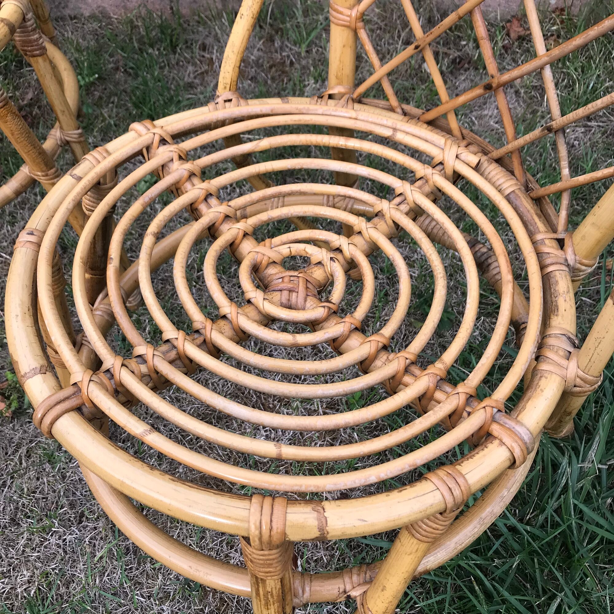 Pair of Louis Sognot chairs in vintage rattan 1960