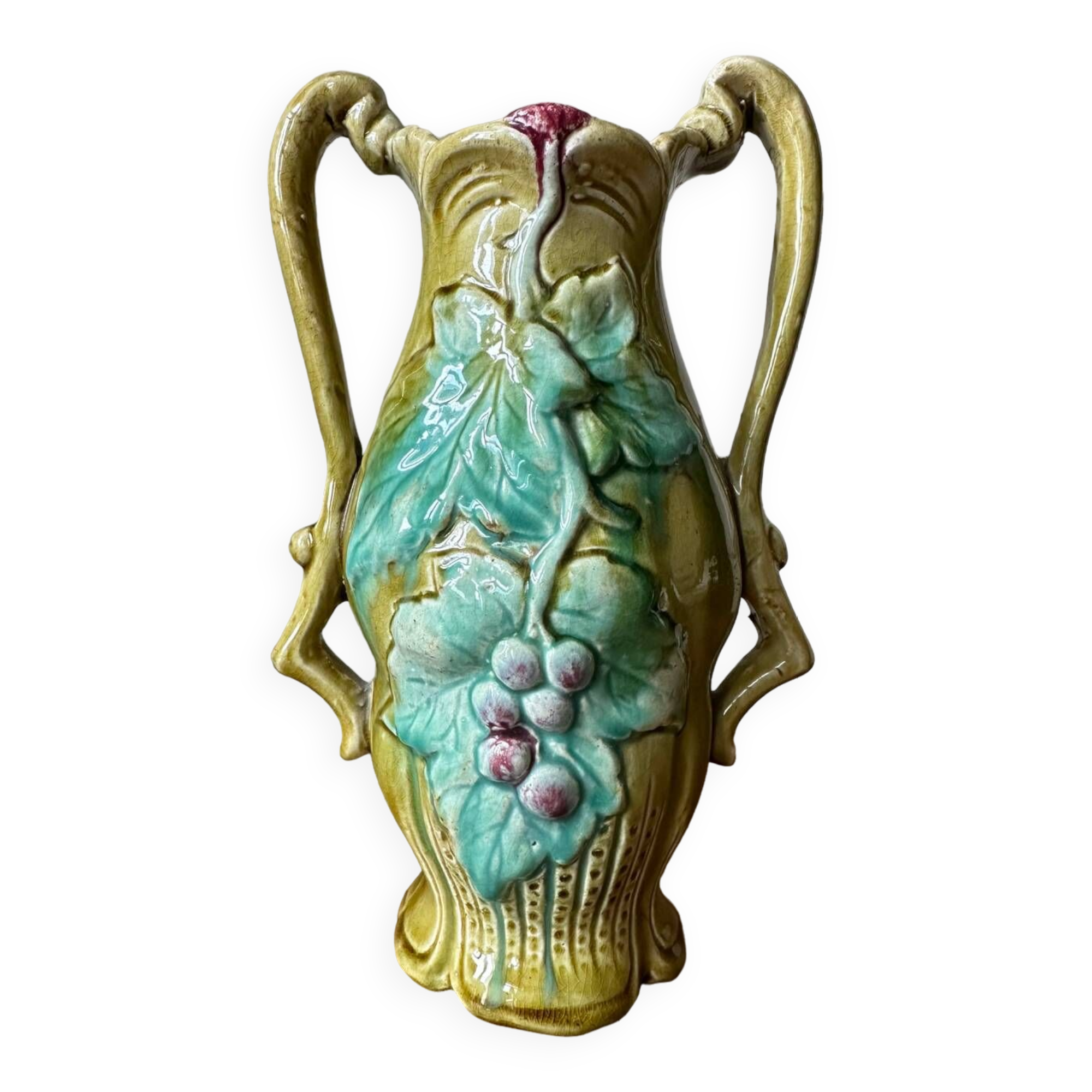 Art Nouveau vase in stamped slip
