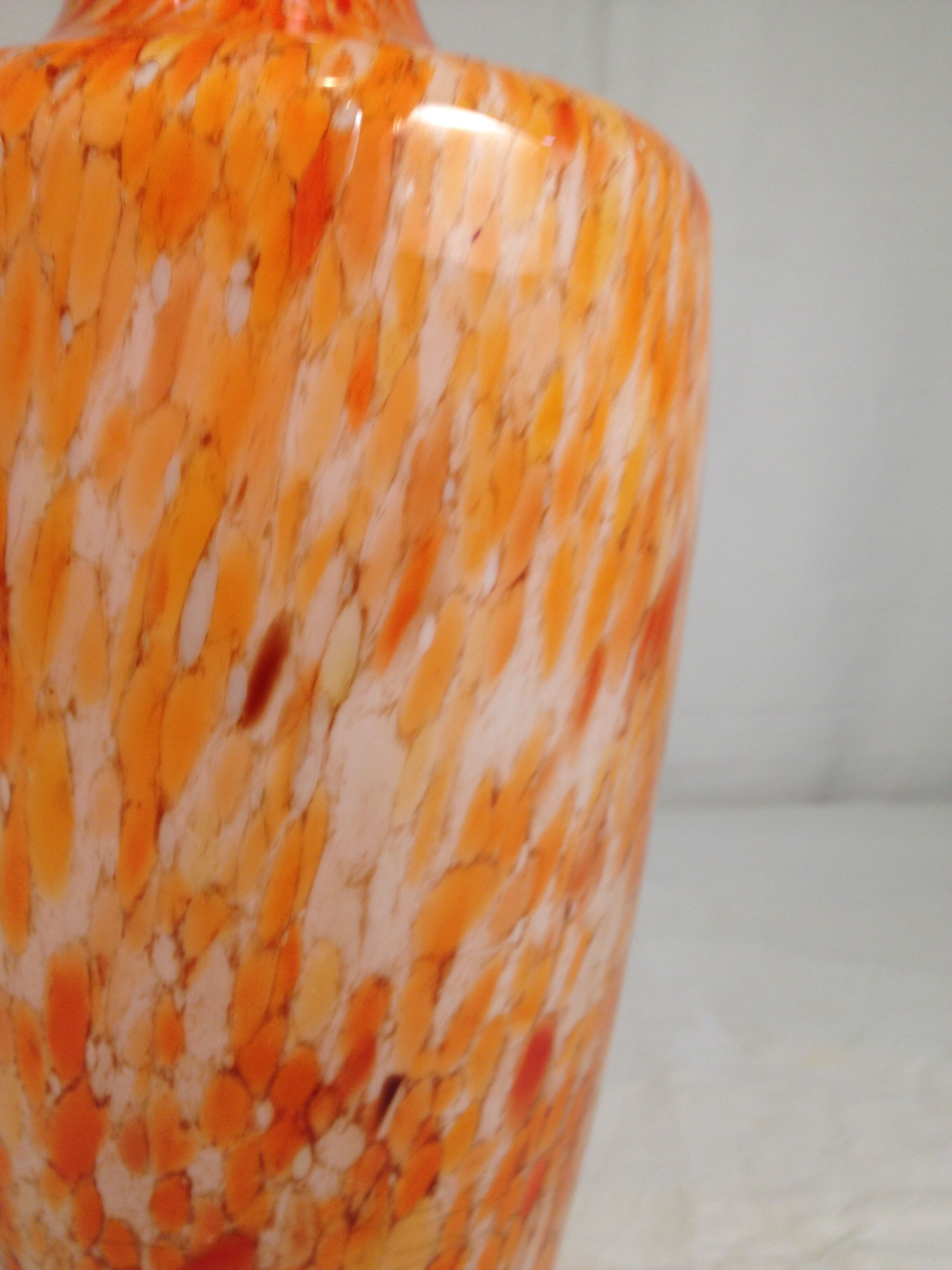 Orange multicolored glass vase, 70s