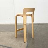 Mid-Century Modern High Stools K65 by Alvar Aalto for Artek, Finland, 2017, Set of 3