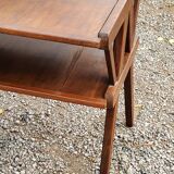 Vintage side table from the 50s in beech oak and poplar compass feet