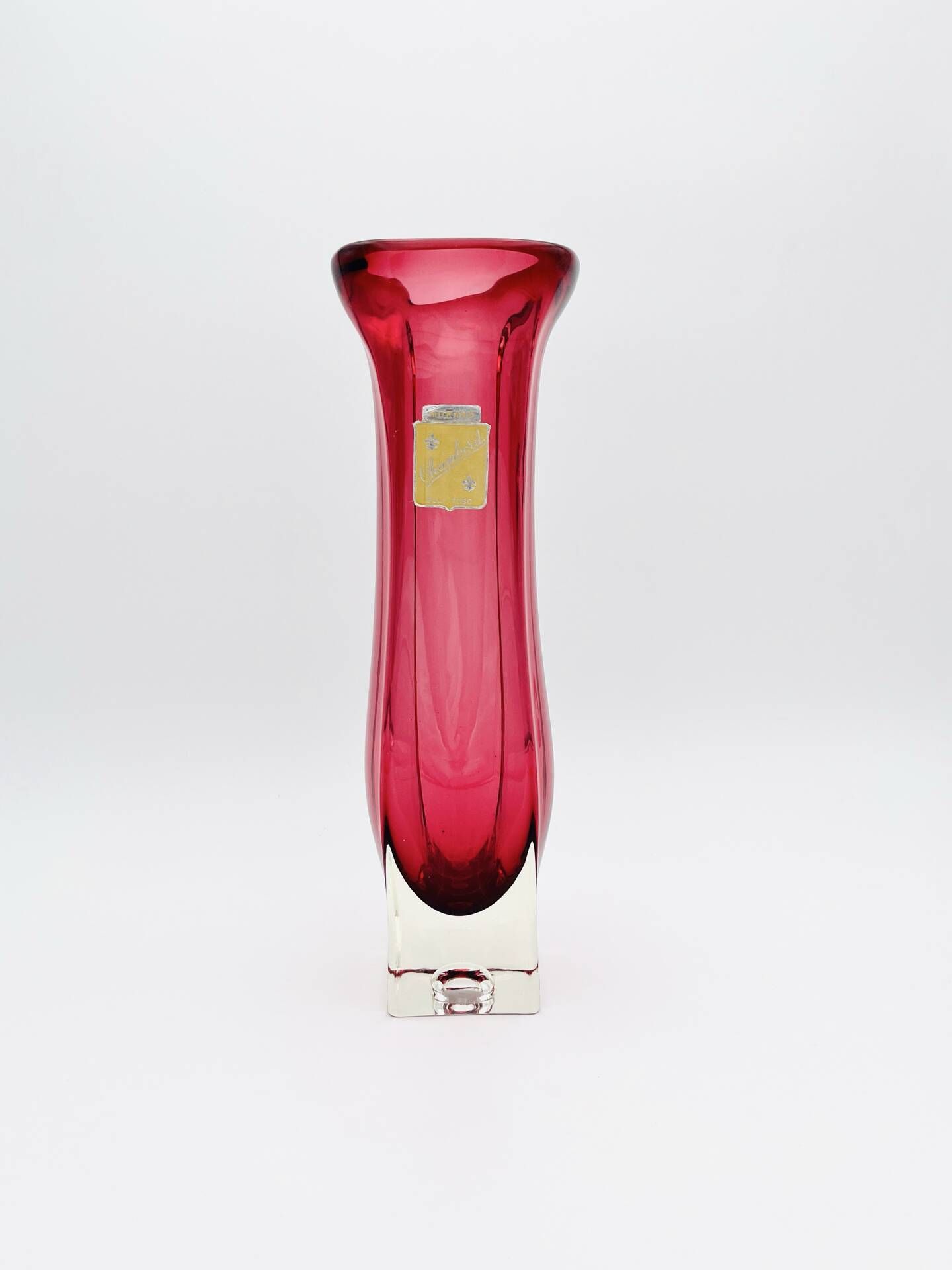 Murano Vase Fratelli Toso Chambord Sommerso Red Labelled 35cm