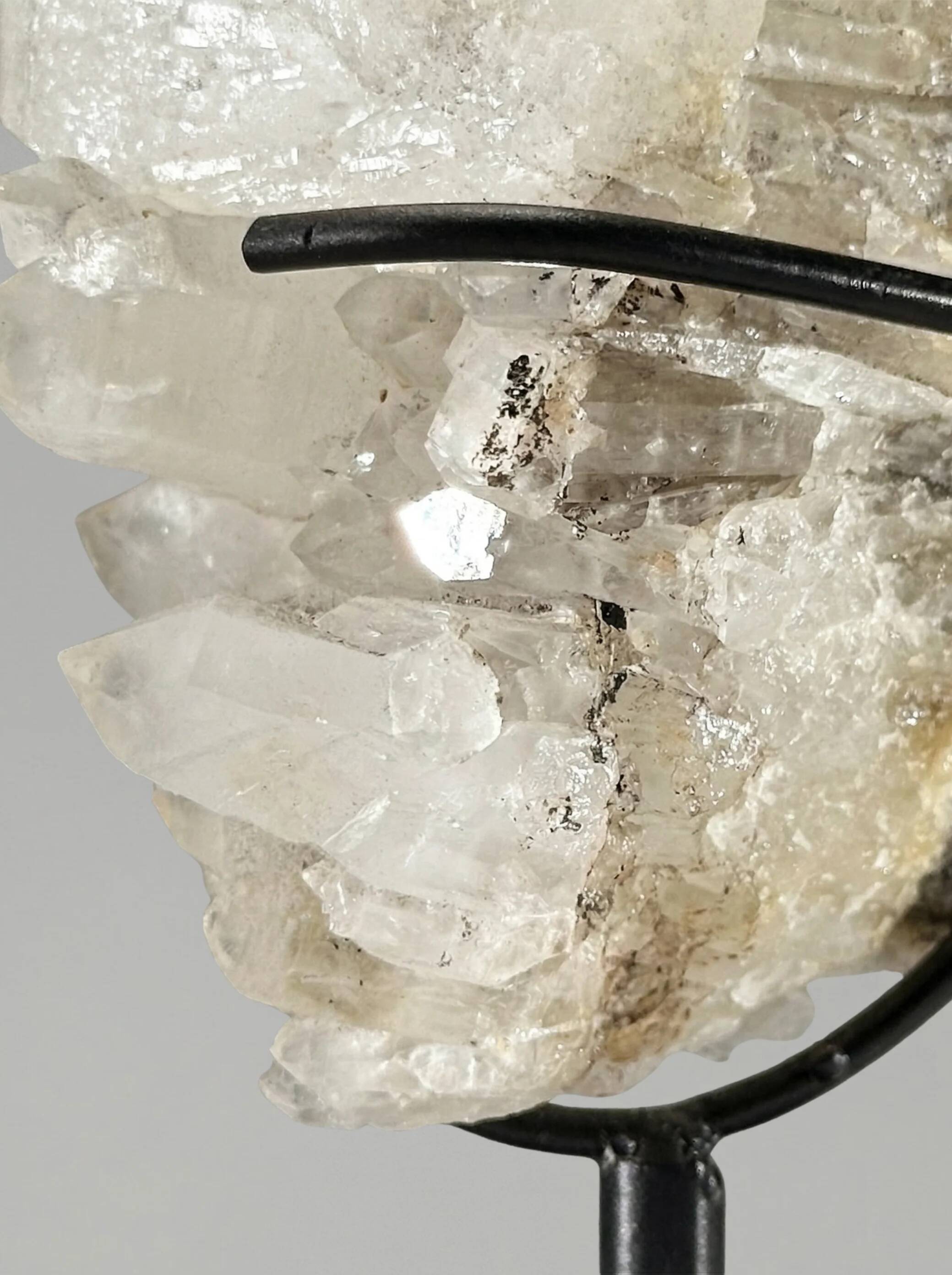 Decorative duo — Maligano jasper sphere & quartz clusters on bases