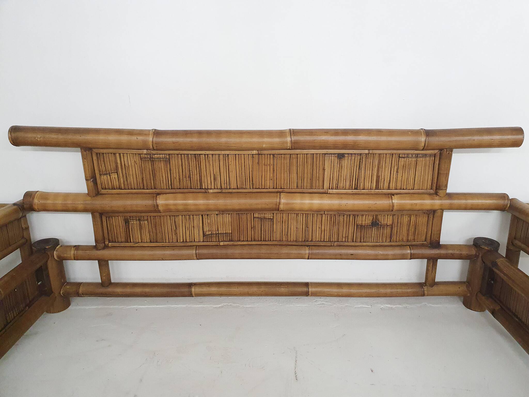 Bamboo two person bed 180 x 210 cm with night stands